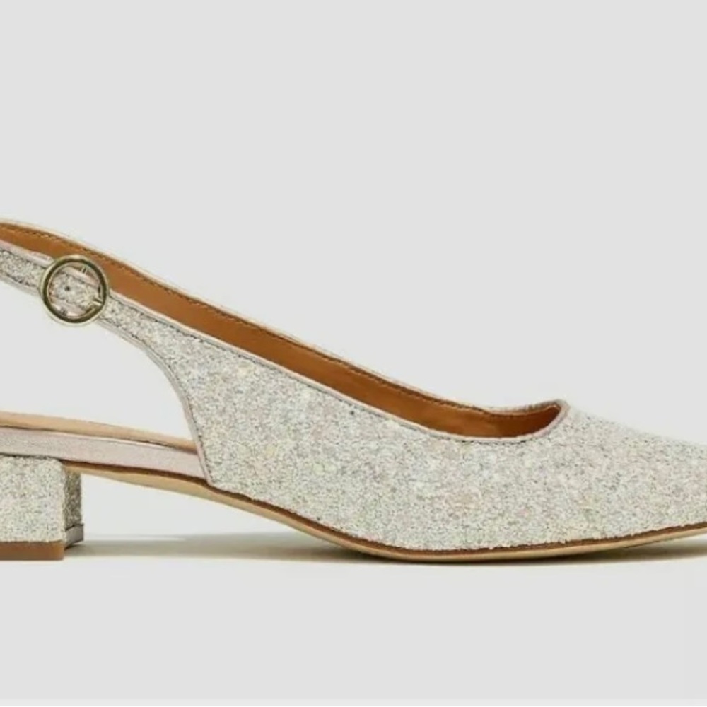 J. Crew Glitter Slingback Block Heel